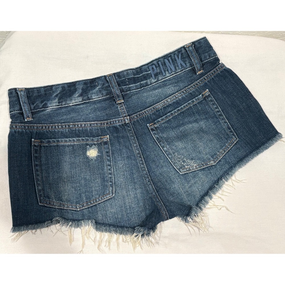 PINK Rhinestone‎ Distressed Denim Shorts Size 6 - Picture 2 of 6